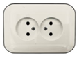 Розетка двойная без заземления с черной вставкой